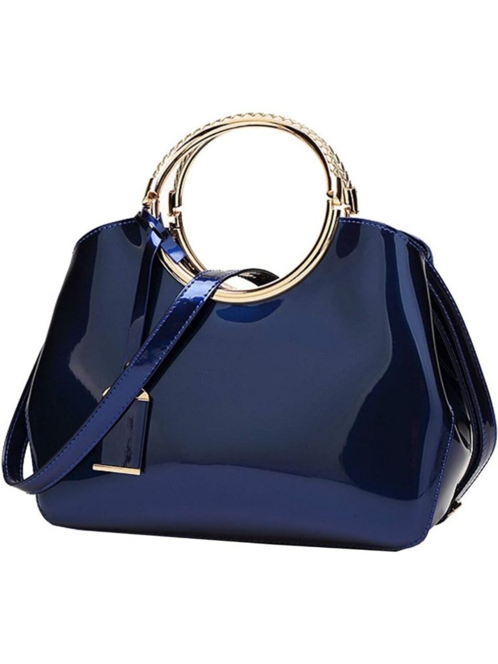 Elegant Royal Blue Patent Leather Handbag & Purse - Versatile Tote, Satchel